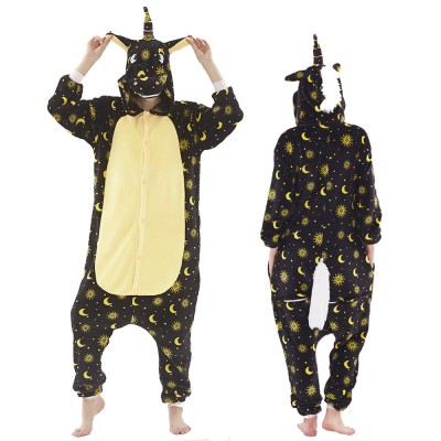 Black Unicorn Onesie Pajamas Costumes Adult Animal Onesies Button Closure