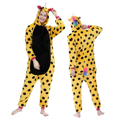 Yellow Spot Unicorn Onesie Pajamas Costumes Adult Animal Onesies Button Closure