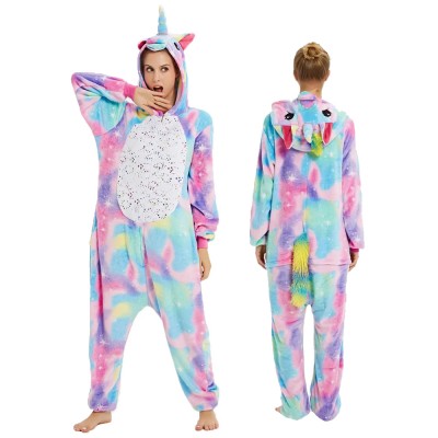 Colorful Phantom Unicorn Onesie Flannel Pajamas Adult Animal Onesies Halloween Costumes