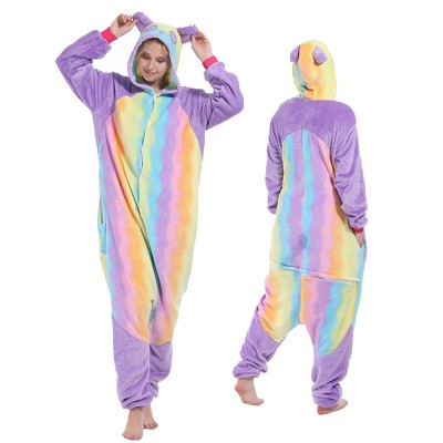 Rainbow Panda Onesie Flannel Pajamas Adult Animal Onesies Halloween Costumes