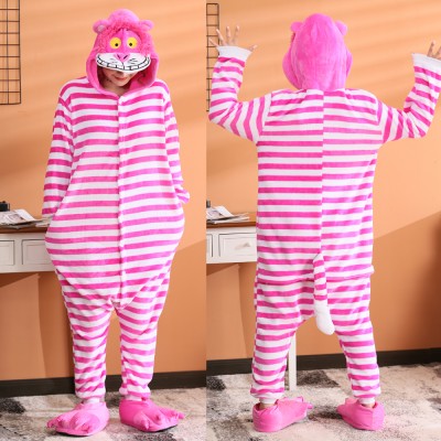 Cheshire Cat Onesie Flannel Pajamas Adult Animal Onesies Halloween Costumes