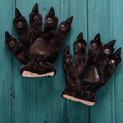 Black Paw Gloves Animal Onesies Pajamas Costume Winter Plush Hand Gloves