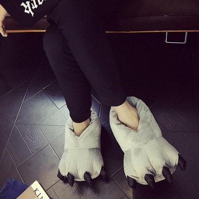 Grey Paw Slippers Animal Onesies Pajamas Costume Shoes