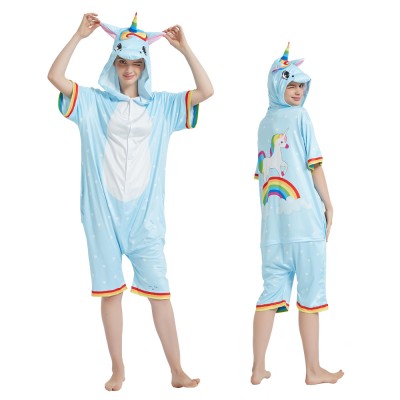 Blue Unicorn Onesie Pajamas Short Sleeve