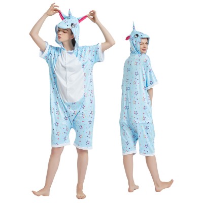 Blue Star Unicorn Onesie Pajamas Short Sleeve