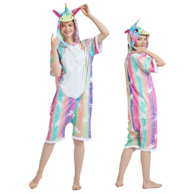 Rainbow Unicorn Onesie Pajamas Short Sleeve