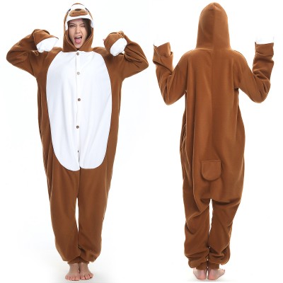 Brown Sloth Onesie Pajamas Adult Animal Onesies