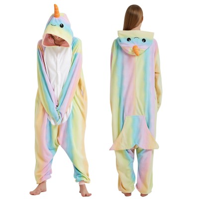 Rainbow Narwhal Onesie Pajamas Adult Animal Onesies