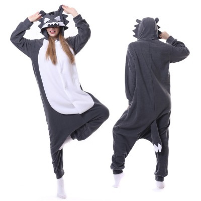 Grey Wolf Onesie Pajamas for Adult Animal Onesies Cosplay Halloween Costumes