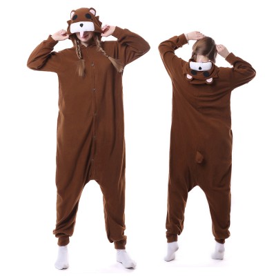 Brown Bear Onesie Pajamas for Adult Animal Onesies Cosplay Halloween Costumes