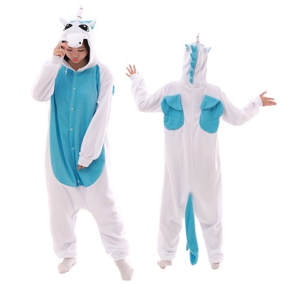 Blue Unicorn Onesie Pajamas for Adult Animal Onesies Cosplay Halloween Costumes