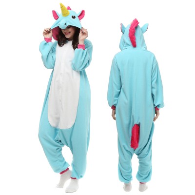 Blue Unicorn Onesie Pajamas for Adult Animal Onesies Cosplay Halloween Costumes