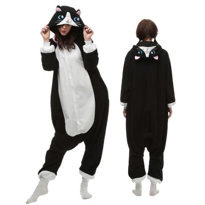 Black Cat Onesie Pajamas for Adult Animal Onesies Cosplay Halloween Costumes