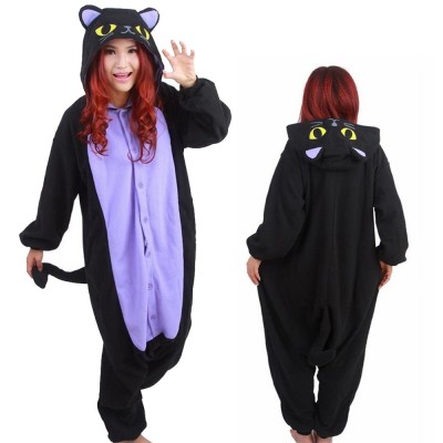 Midnight Cat Onesie Pajamas for Adult Animal Onesies Cosplay Halloween Costumes