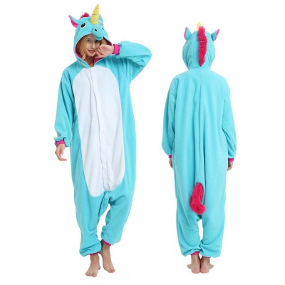 Blue Unicorn Onesie Pajamas for Adult Animal Onesies Cosplay Halloween Costumes