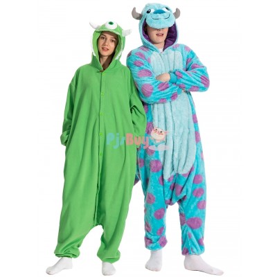 Unisex Sully and Mike Wazowski Duo Halloween Costumes Onesie Pajamas