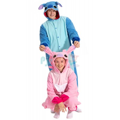 Stitch & Pink Angel Onesie Matching Halloween Costume For Duo
