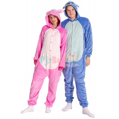 Stitch & Angel Onesie Pajamas Cute Halloween Costume For Couples