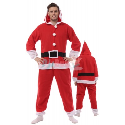 Adult Santa Claus Onesie Easy Cosplay Costume Halloween Christmas Outfit