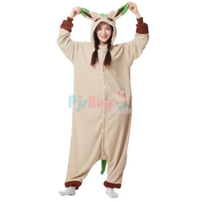 Leafeon Onesie Halloween Costume for Adult Eevee Evolution Cosplay