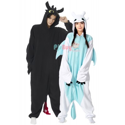 Black & White Dragon Onesie for Couples Halloween Costumes Cosplay Outfit