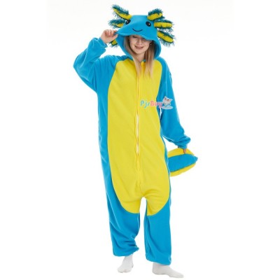 Blue Axolotl Onesie for Adult Cute Animal Halloween Costume Party Outfit