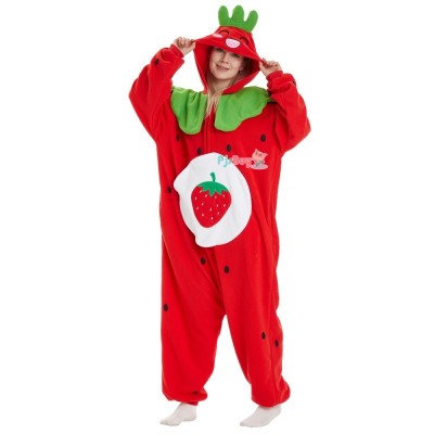 Strawberry Onesie for Adult Cute Fruit Halloween Costume Party Outfit