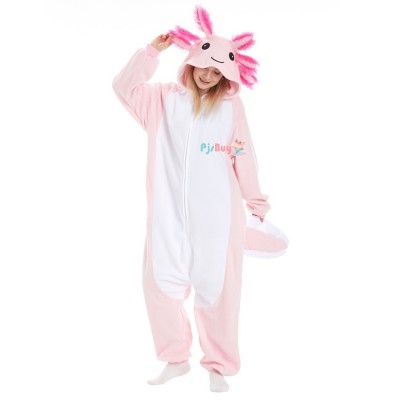 Pink Axolotl Onesie for Adult Cute Animal Halloween Costume Party Outfit