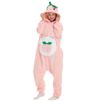 Pink Peach Onesie for Adult Cute Fruit Halloween Costume Party Outfit