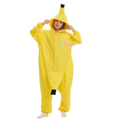 Funny Banana Onesie for Adult Cute Fruit Halloween Costume Party Outfit