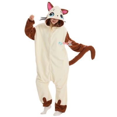 Siamese Cat Onesie for Adult Cute Animal Halloween Costume Party Outfit