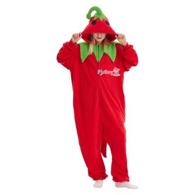 Red Chili Pepper Onesie for Adult Cute Plant Halloween Costume Party Outfit