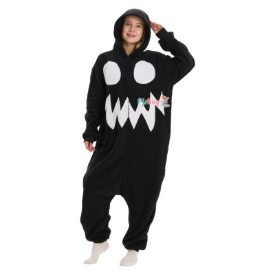 Black Ghost Onesie for Adult Cute Easy Halloween Costume Party Outfit
