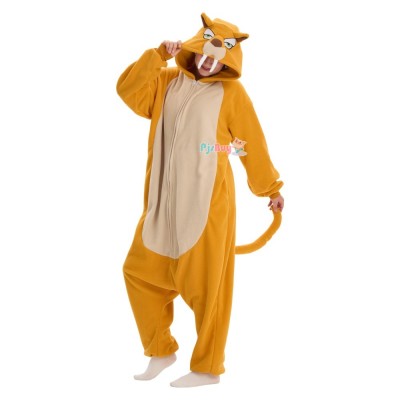 Sabertooth Tiger Onesie for Adult Cute Animal Halloween Costume Party Outfit