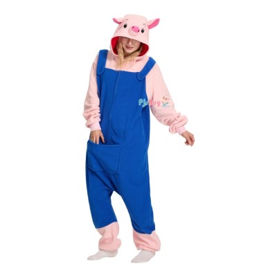 3 Little Pigs Onesie for Adult Blue Cute Easy Halloween Costume