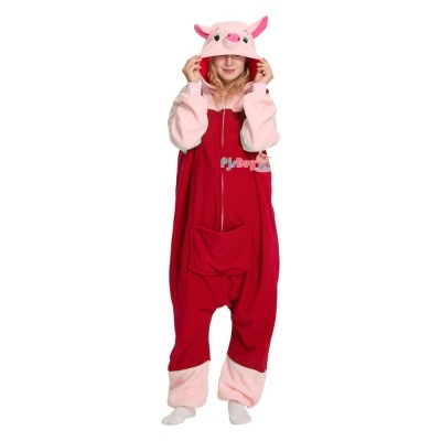 3 Little Pigs Onesie for Adult Red Cute Easy Halloween Costume