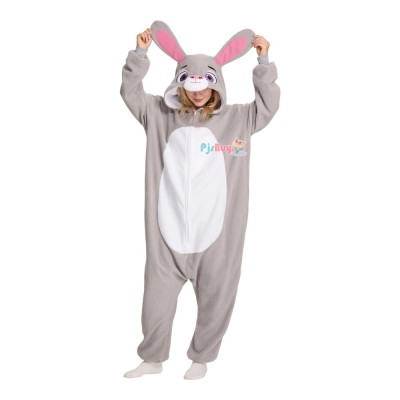 Gray Rabbit Onesie for Adult Cute Animal Halloween Costume Party Outfit