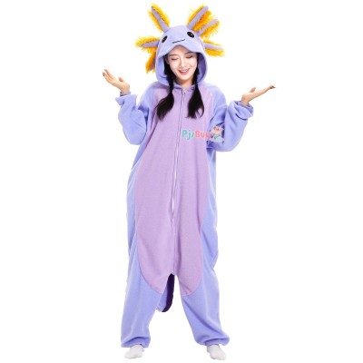 Purple Axolotl Onesie for Adult Cute Animal Halloween Costume Party Outfit