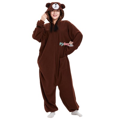 Brown Bear Onesie for Adult Cute Animal Halloween Costume Party Outfit