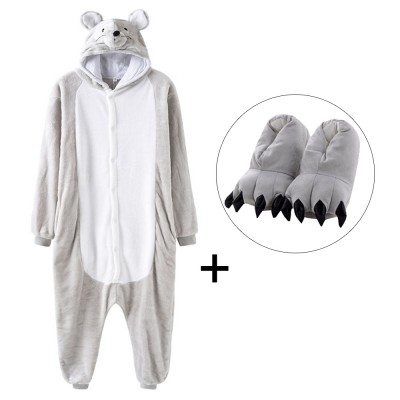 Mouse Onesie Pajamas Costume for Adult with Slippers