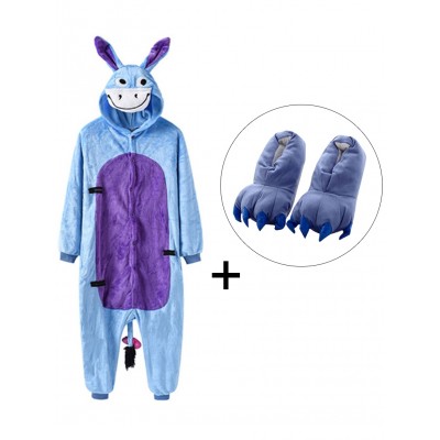 Eeyore Onesie Pajamas Costume for Adult & Kids with Slippers
