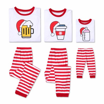Santa Hat & Drink Matching Family Christmas Pajamas