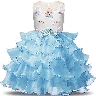 Unicorn Dress Girls Unicorn Costume Outfit in Blue