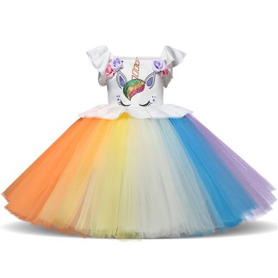 Kids Rainbow Unicorn Costume Dress Outfit