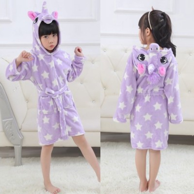 Purple Star Boys & Girls Animal Robes Hooded Bathrobe