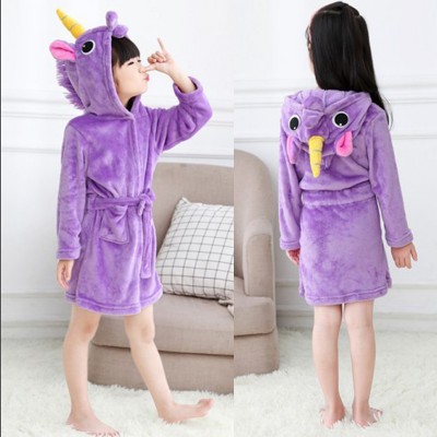 Purple Unicorn Robe Animal Robes Hooded Bathrobe for Kids