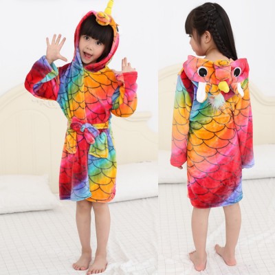 Scale Unicorn Robe Animal Robes Hooded Bathrobe for Kids