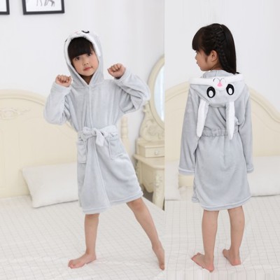 Grey Bunny Robe Animal Robes Hooded Bathrobe for Kids