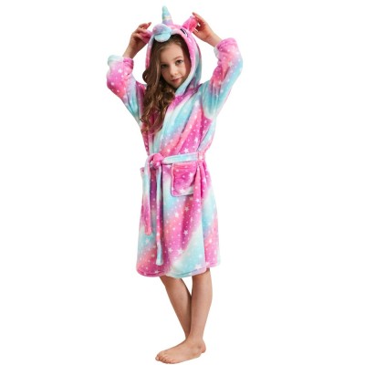 Soft Unicorn Hooded Bathrobe Sleepwear Unicorn Gifts for Girls Purple Rainbow