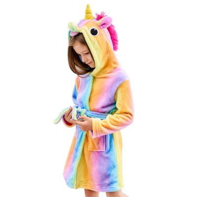 Soft Unicorn Hooded Bathrobe Sleepwear Unicorn Gifts for Girls Rainbow